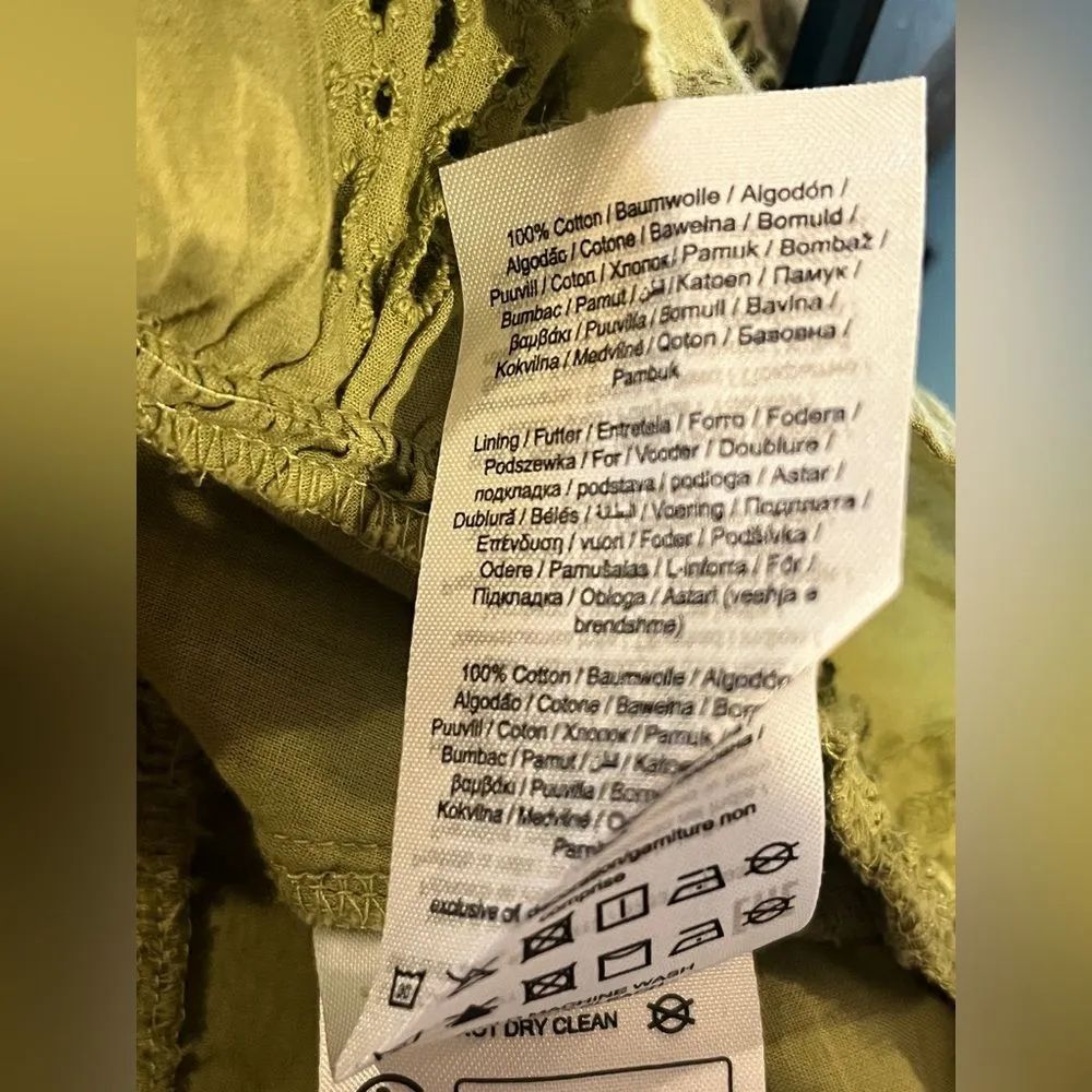 Vero Moda blouse made of cotton olive green with eyelet embroidery Size M - Image 7