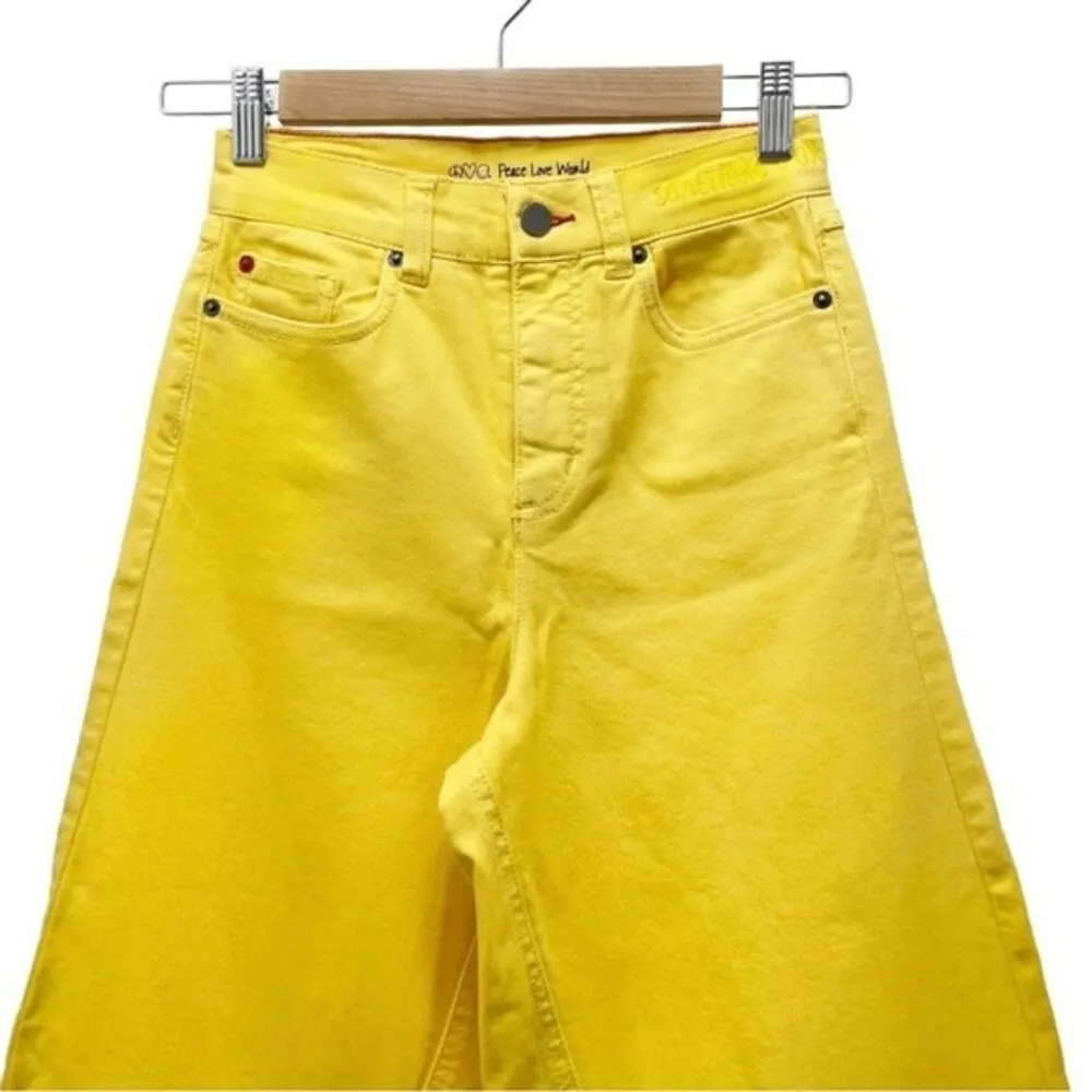Peace Love World Jeans Happy Yellow Extra Wide Leg Bell Bottoms Size 25 | 00 - Image 9