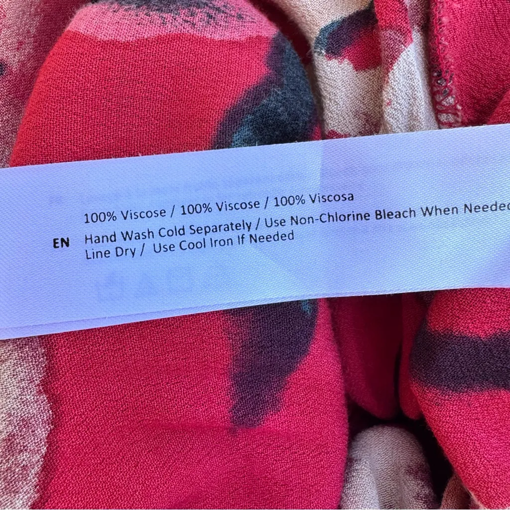 Band Of The Free Polly Red Floral Flowy Faux Wrap V Neck Maxi‎ Dress Size M Size M - Image 8