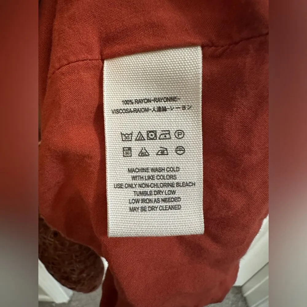 Free People Sundown Babydoll Short Mini Dress Orange Size Medium with pockets! - Image 6