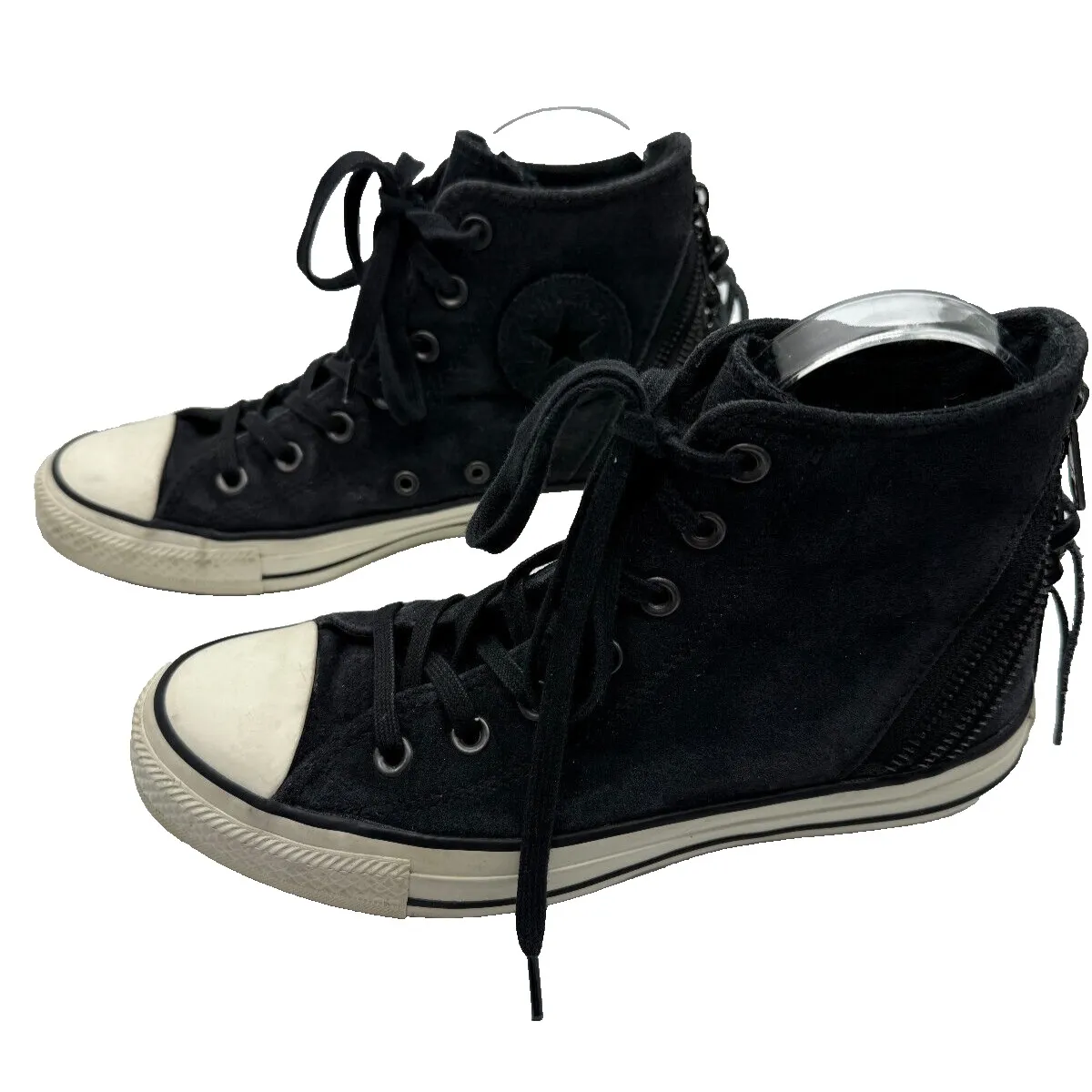 Chuck Taylor Converse All Star Size 7 Women's Suede Black Tri Zip Y2K Hip Hop - Image 3