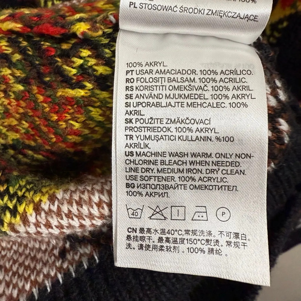 H&M Divided Black Christmas Sweater Medium Merry Crustmas Pizza Snowman Santa - Image 7