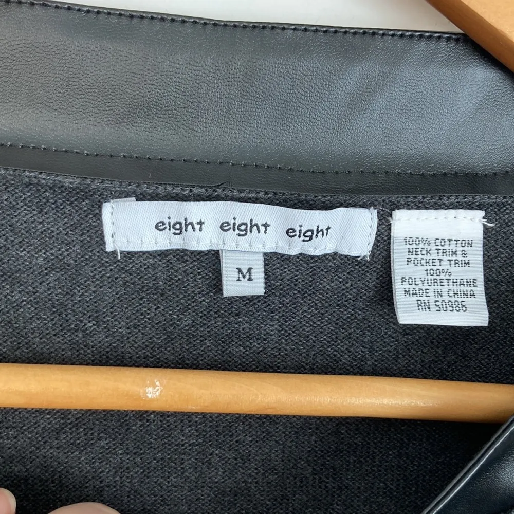 Eight Eight Eight|Gray Sweater Tunic w/Faux Leather Trim sz Med Gray - Image 6