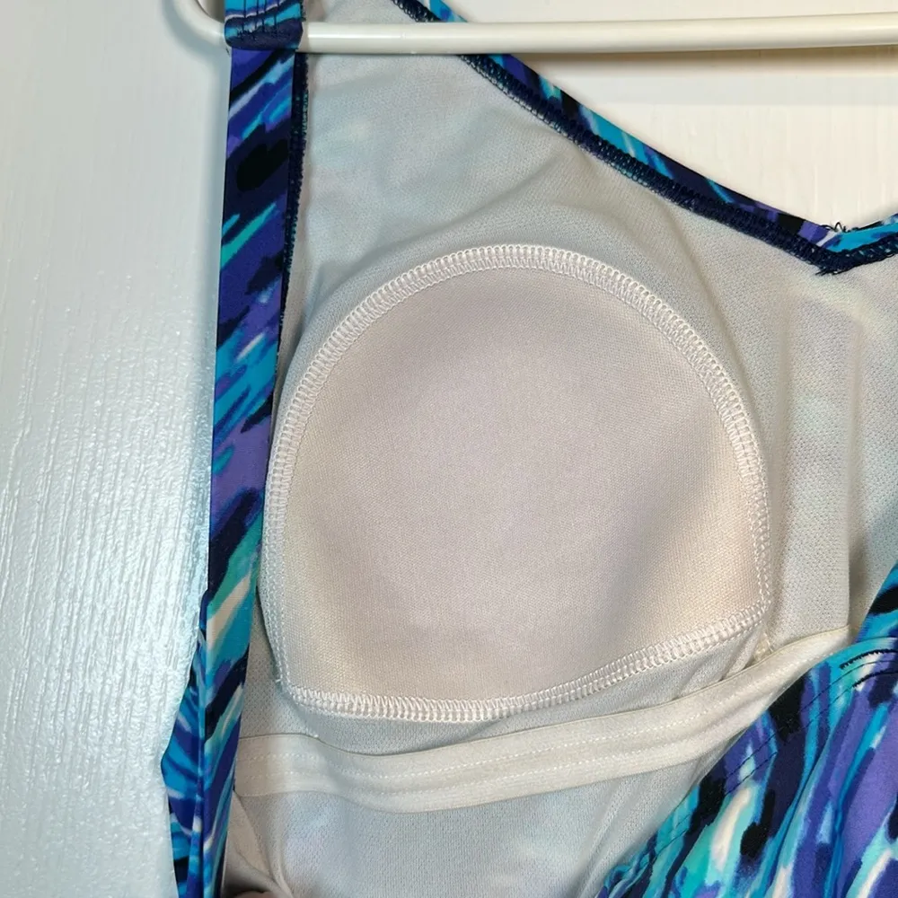 Speedo Teal Black Purple V-Neck Swimsuit Size 12 EUC/Like New #1326-AZ - Image 6