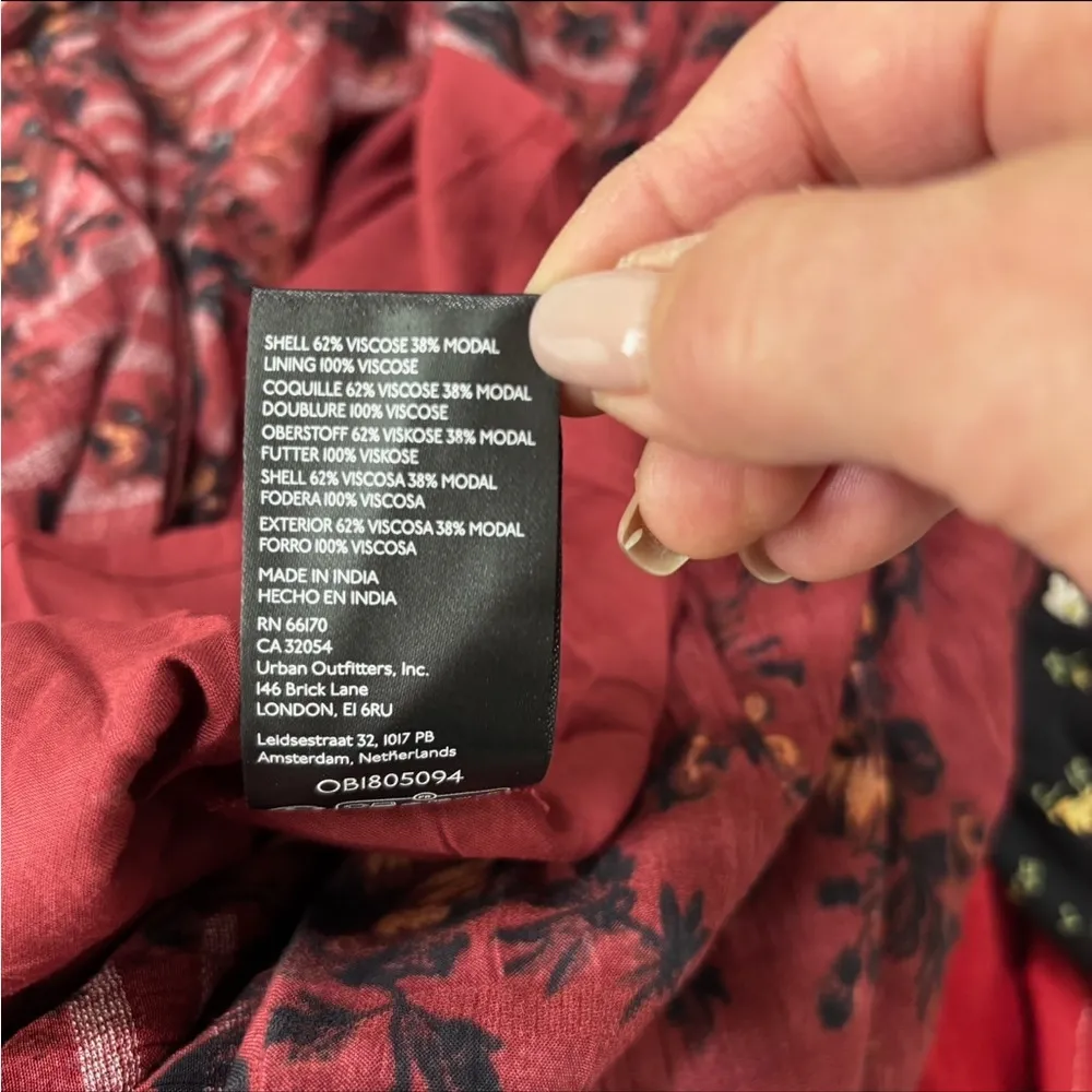 Free People Jaymes Midi Dress in Burgundy Combo Size Small - Image 6