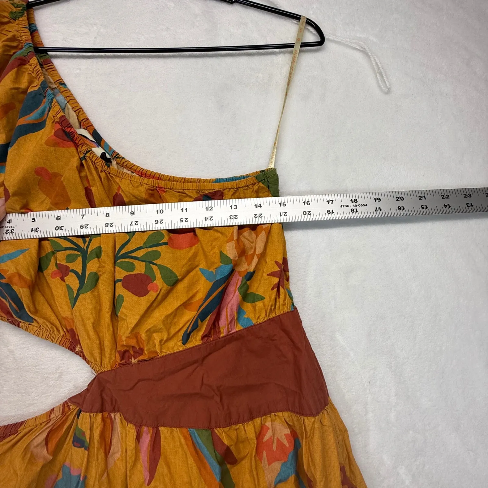 Farm Rio‎ Anthropologie Maxi Dress One Shoulder Cut Out Floral Print L - Image 3