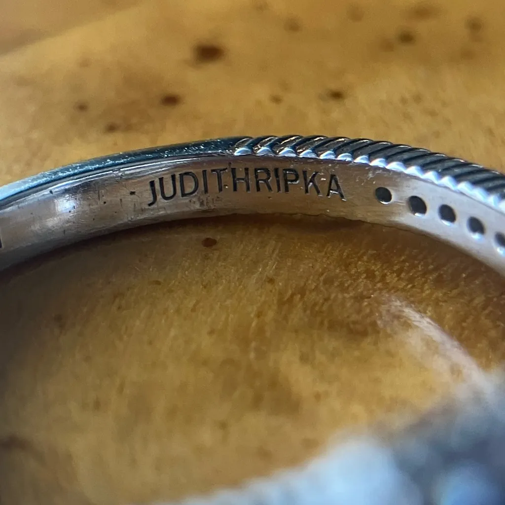 Judith Ripka Simulated Tanzanite White Diamond Sterling Silver Ring Size 8 - Image 6