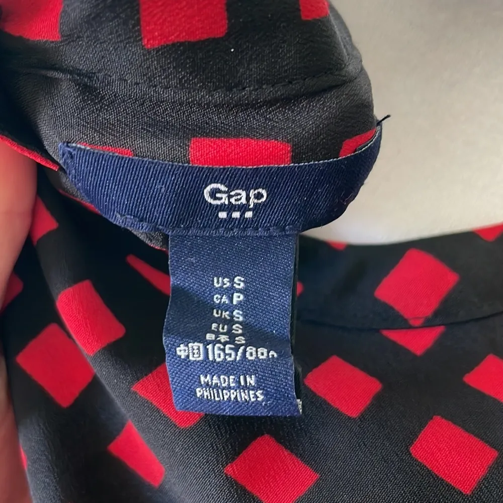 GAP Red and Black Checkered 3/4 Sleeve Belted Shirt Dress Sz Small - Image 4