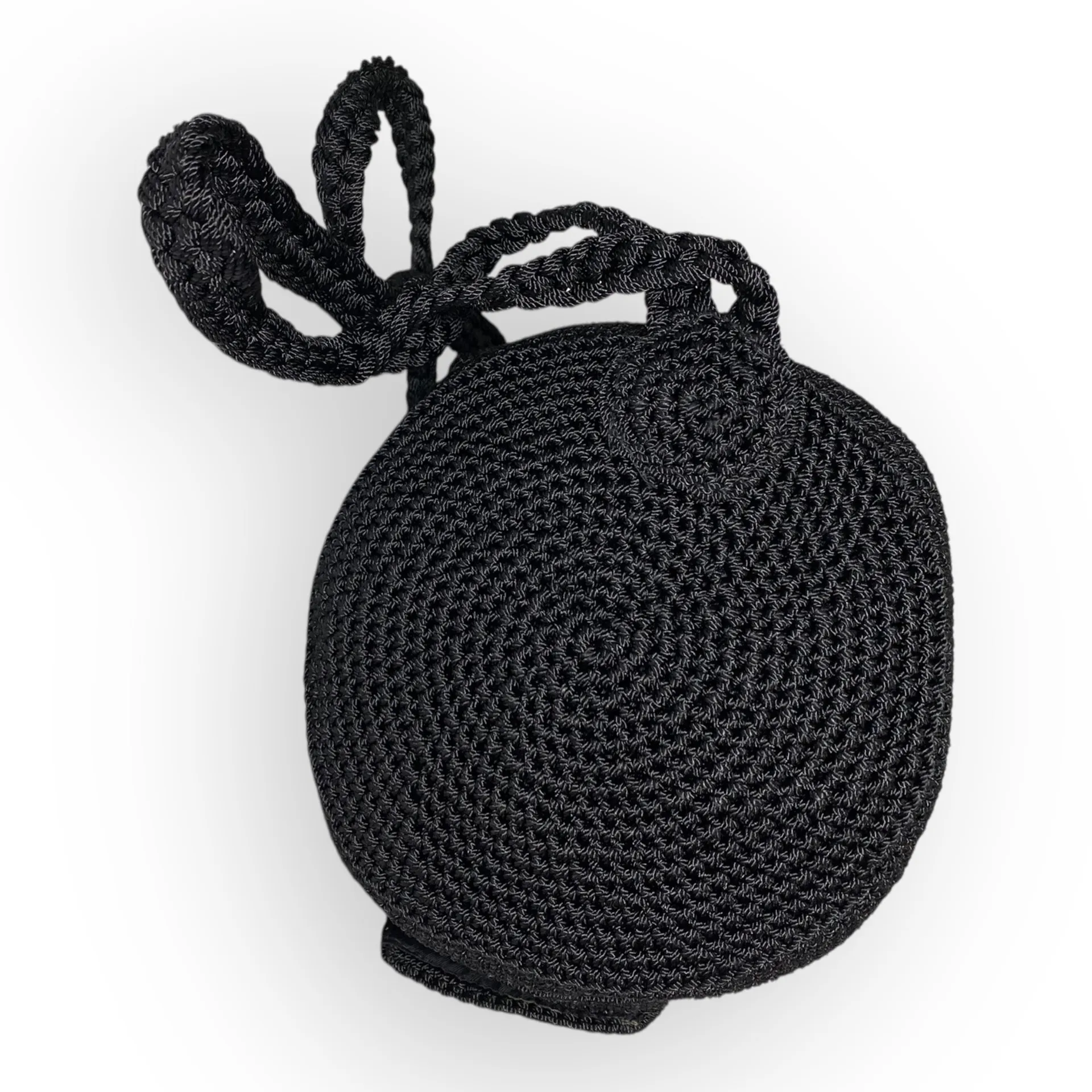 The Sak Bucket Bag Backpack Black Crochet Knit Drawstring Boho Chic Woven - Image 8