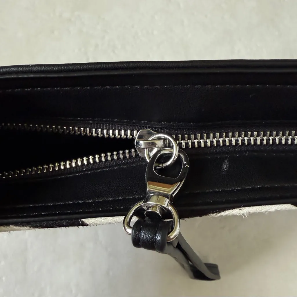 White House Black Market Zebra Print Faux Fur Clutch / Wristlet - Image 5