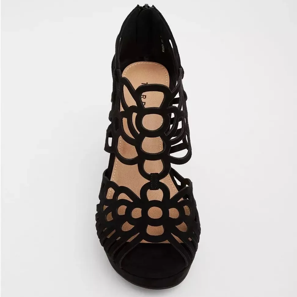 Torrid Black Cutout Wedge Sandals - Image 2
