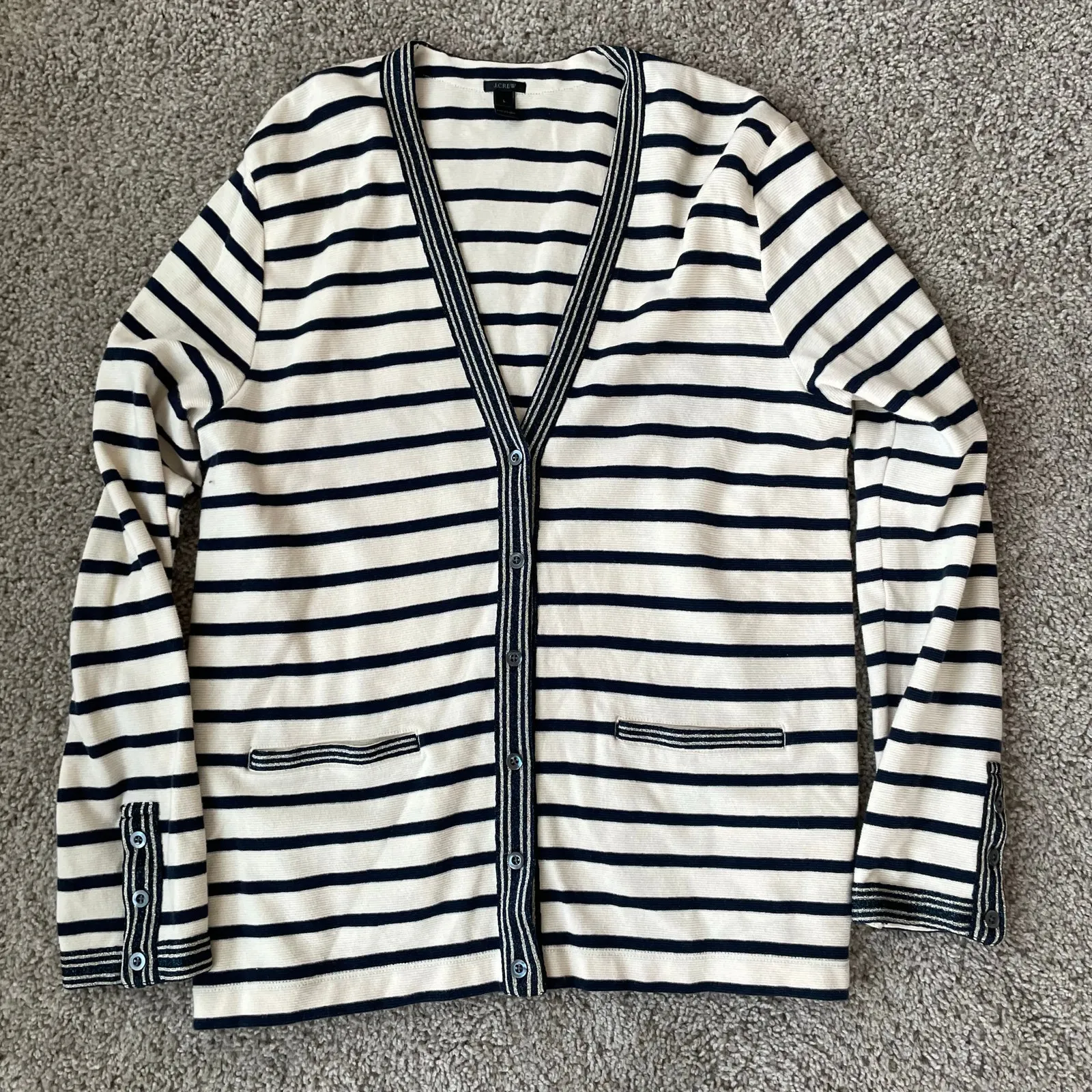 J.Crew Sz L striped V - Image 11