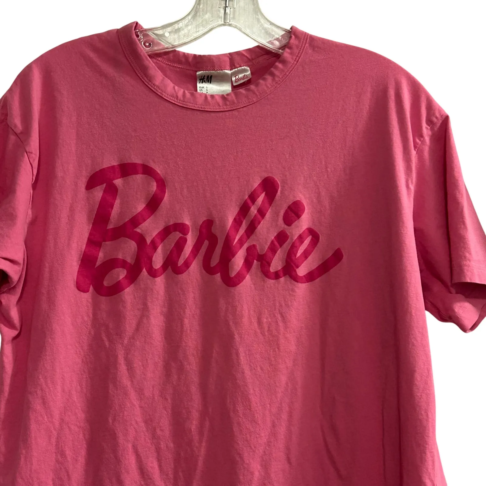 H&M Barbie Pink Graphic T Shirt Womens Size S Cotton Short Sleeve Tee - Image 4