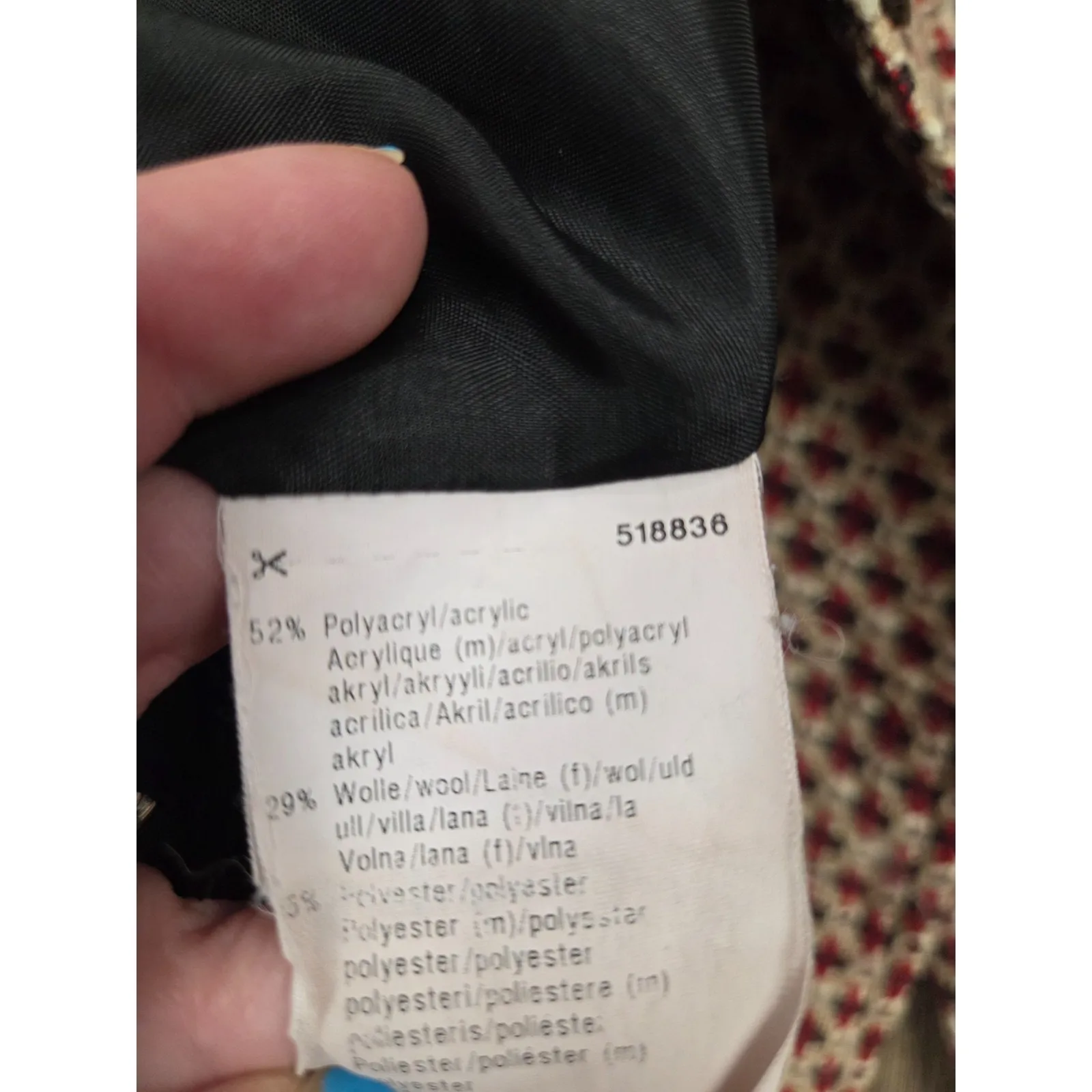 Basler Beige Red Black Women's Jacket Blazer Size Small Wool Blend - Image 4