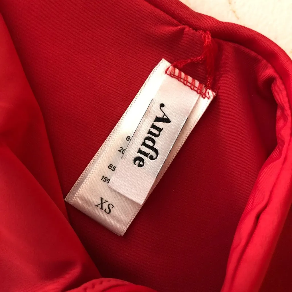 Andie Swim 90s High Waisted Swimsuit Bikini Bottoms Red High Waisted XS - Image 3