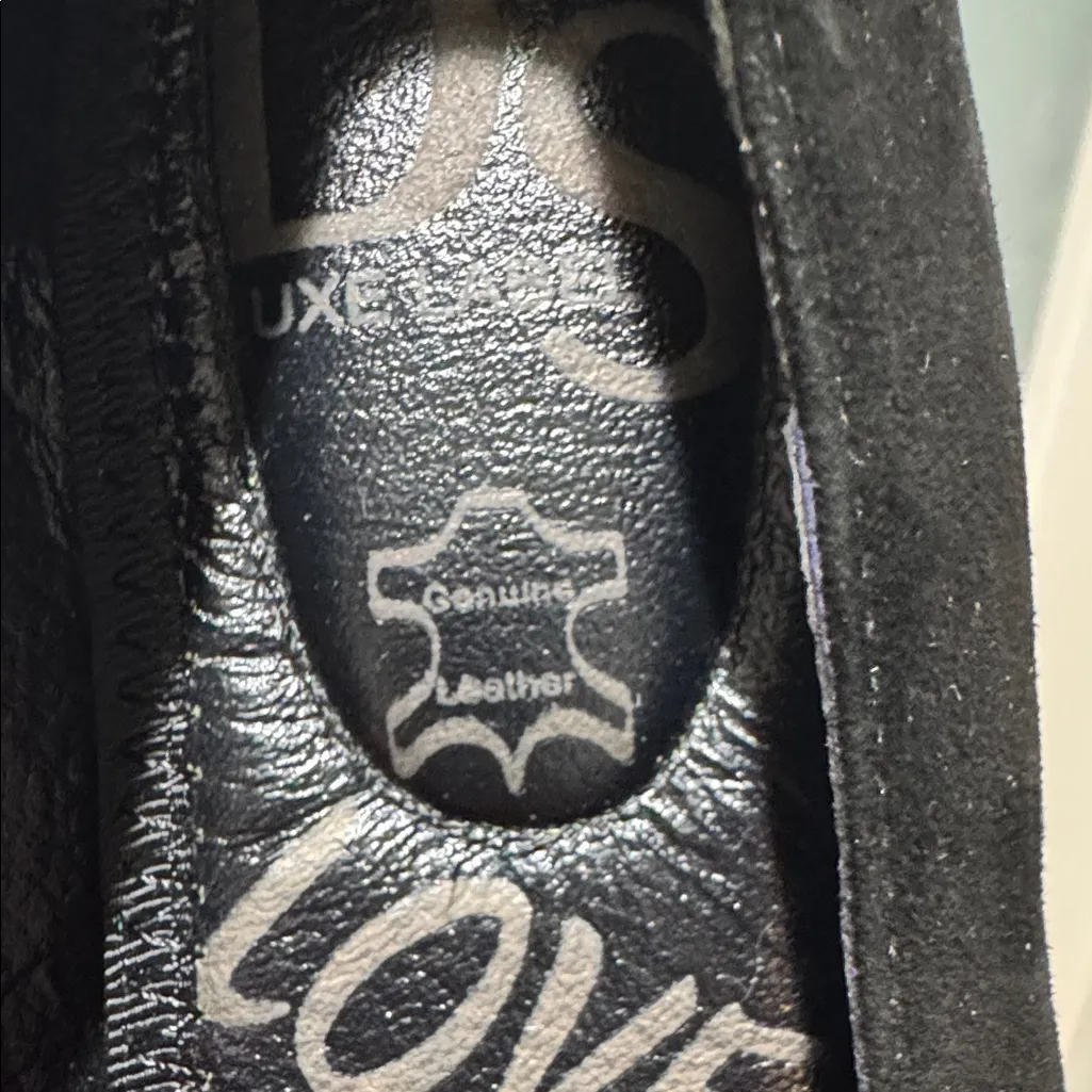 DS LUXE LABEL Black Gold Studded Flats Size 7 Ballet Flats Edgy Quirky Leather - Image 11