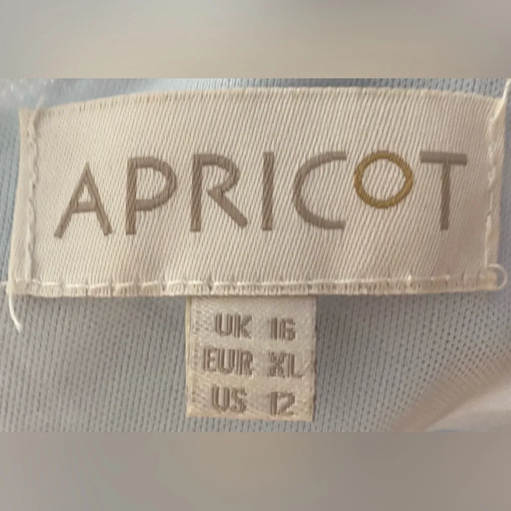 Apricot Blue White Butterfly Cap Sleee Dress Women's Sz 12 Large - Image 10