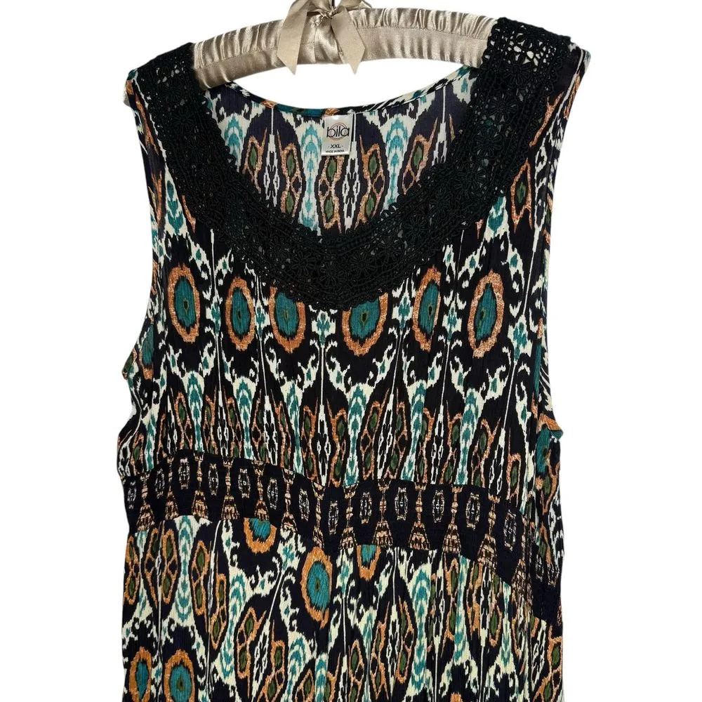 Bila Maxi Dress XXL Asymmetrical Flowy Crochet Gypsy Boho Hippie Cottage 2XL‎ - Image 4