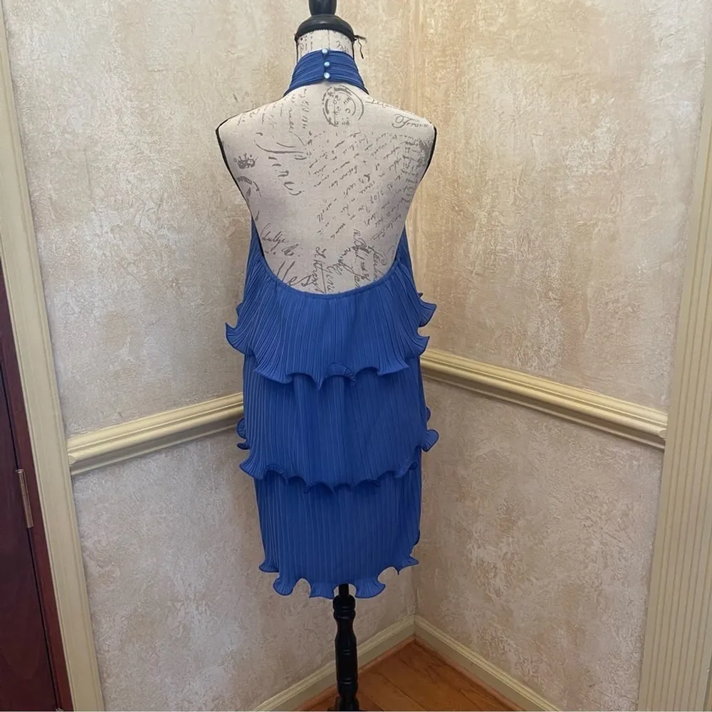 ONE33 Social The Ariel Blue Pleated Cocktail Dress multi tiered halter neck 10 - Image 13