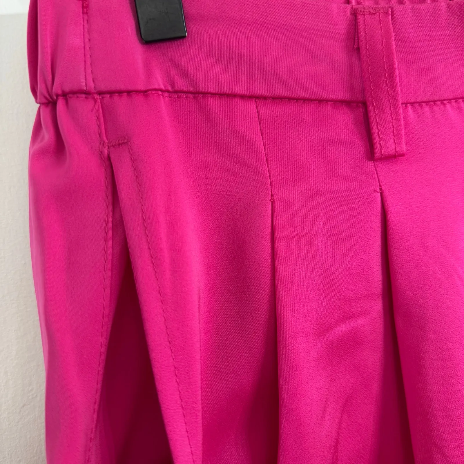 GB Dillards Fuchsia Pink Satin High Waist Wide Leg Pants Size Large New - Image 8