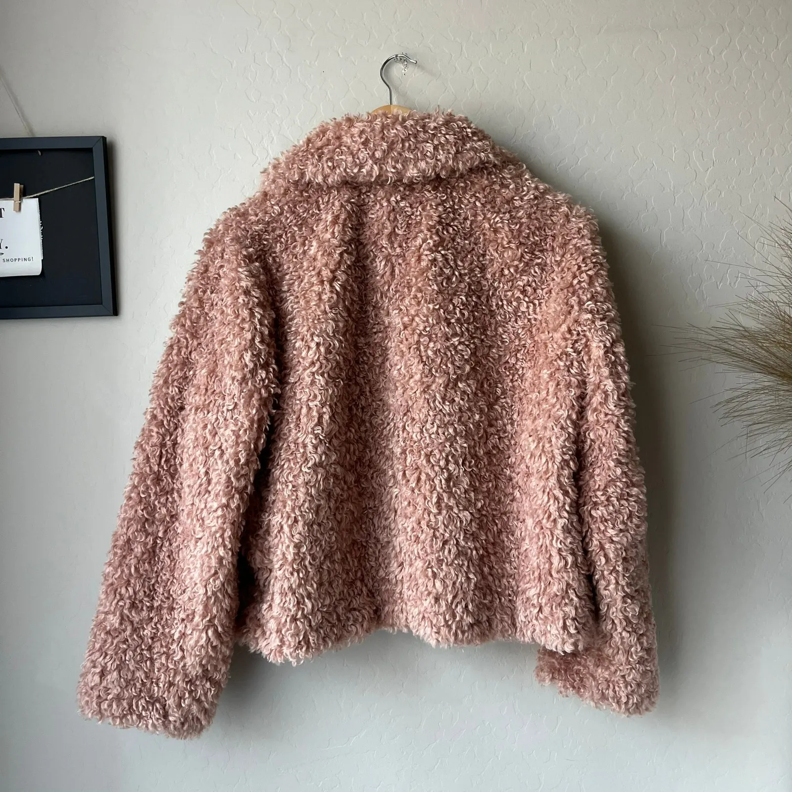 Stand‎ Studio Marcella Pink Curly Faux Fur Collared Luxe Winter Jacket Size US 2 - Image 6