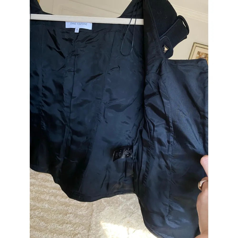 Anne Fontaine Wool Structured Vest Peplum Black Stud Accents Parisian NYC French Size 4 - Image 5