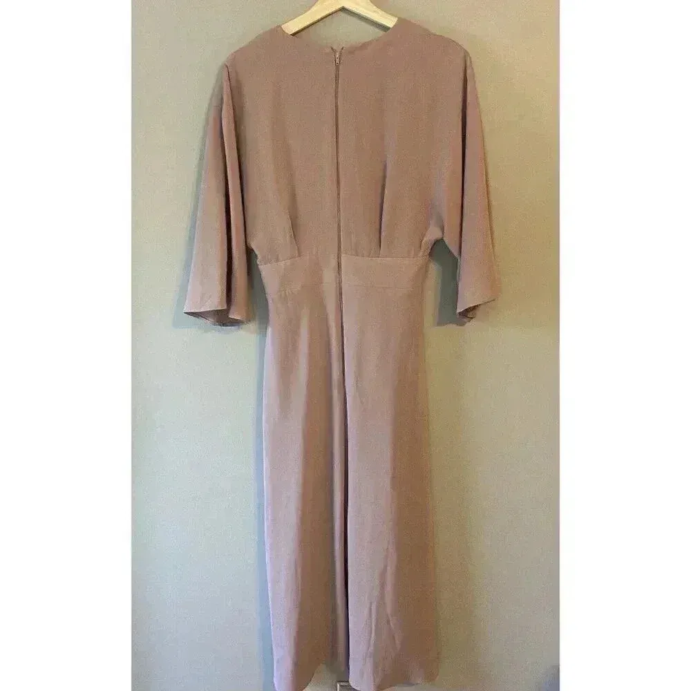 Asos Dress Woman's‎ Size 4 Dusty Rose Bat Wing 3/4 Sleeve V-Neck Knee Length - Image 5