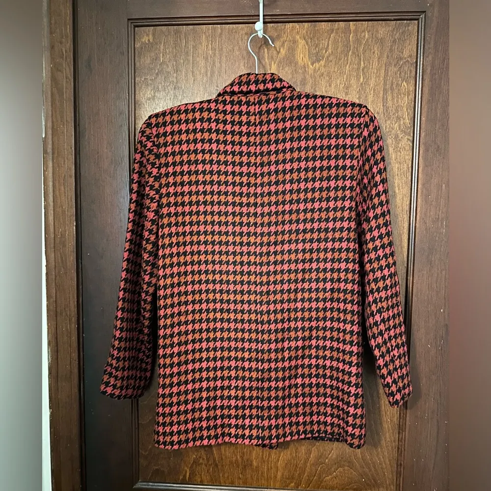 Gianni Vintage Wool Blend Houndstooth Double Breasted Blazer - Image 3