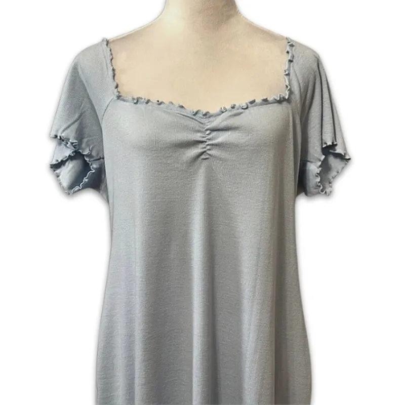 Abound Casual Bodycon Dress Ribbed Lettuce Edge Mini-Length Blue Women's 2X NWOT - Image 3