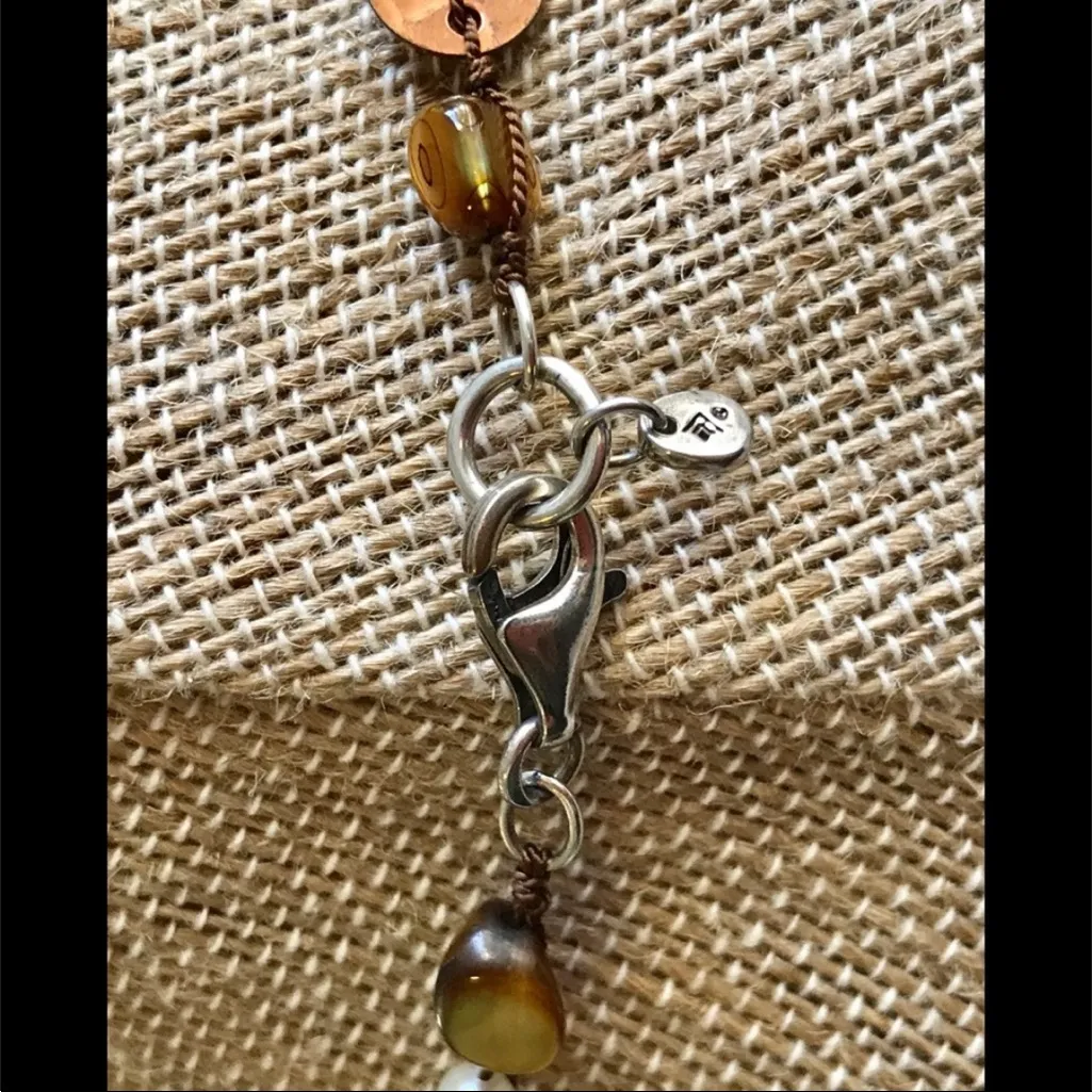 Silpada Necklace Tigers Eye Cooper Brass Pearl - Image 4