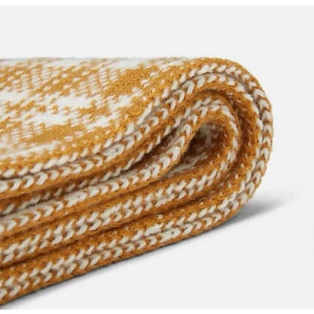 Timberland Buffalo Plaid Knit Scarf in‎ Wheat/Cream Chunky Women’s Unisex OS NWT - Image 4