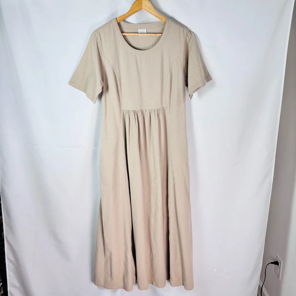 Color Me Cotton beige oversized dress short sleeves flowy A - Image 2