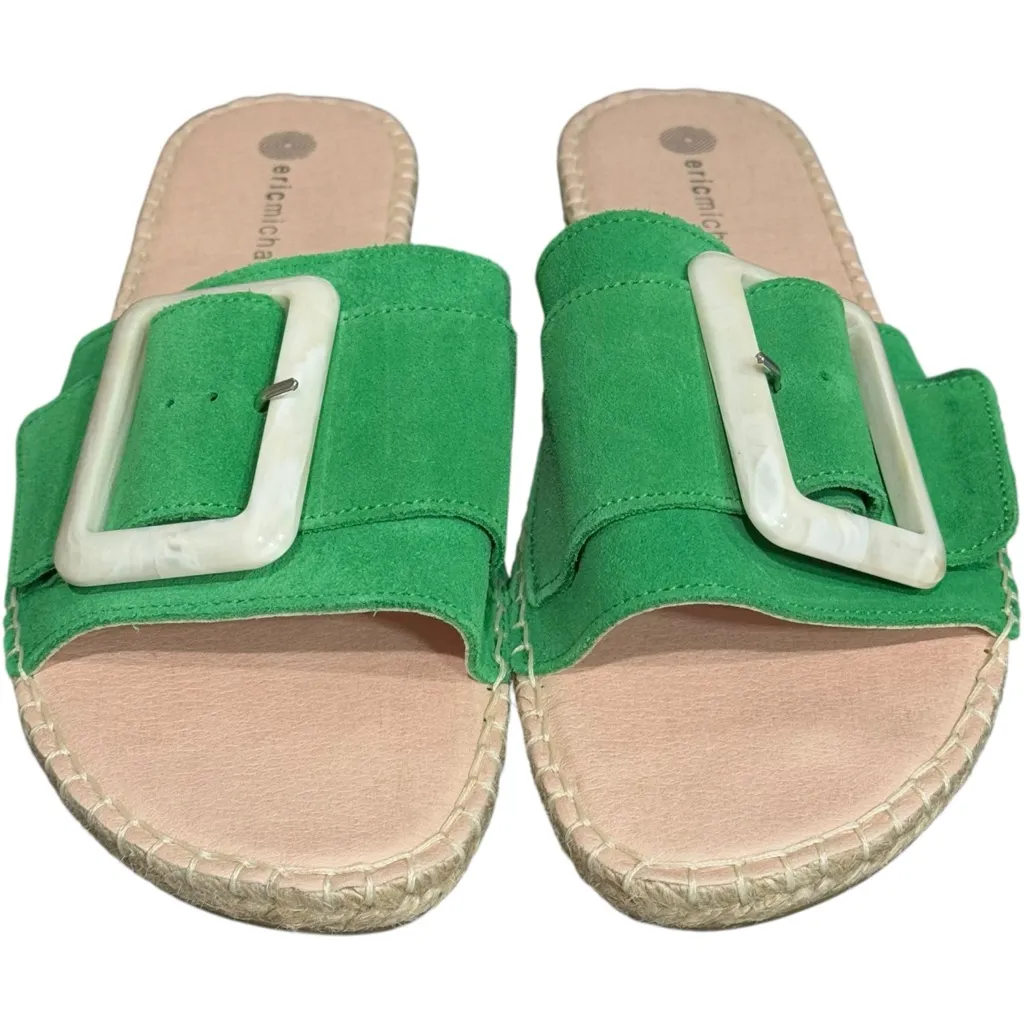 New Eric Michael Green Suede Leather Buckle Slide Sandals Flats 41 / 10-10.5 - Image 4
