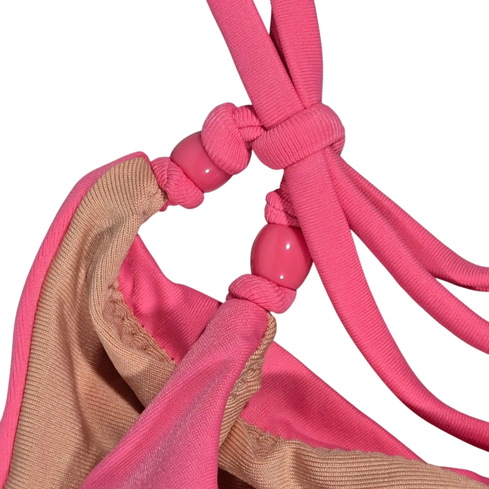 J. Crew Curved-waist cheeky string bikini bottom with beads Tea Rose M NWT‎ - Image 3