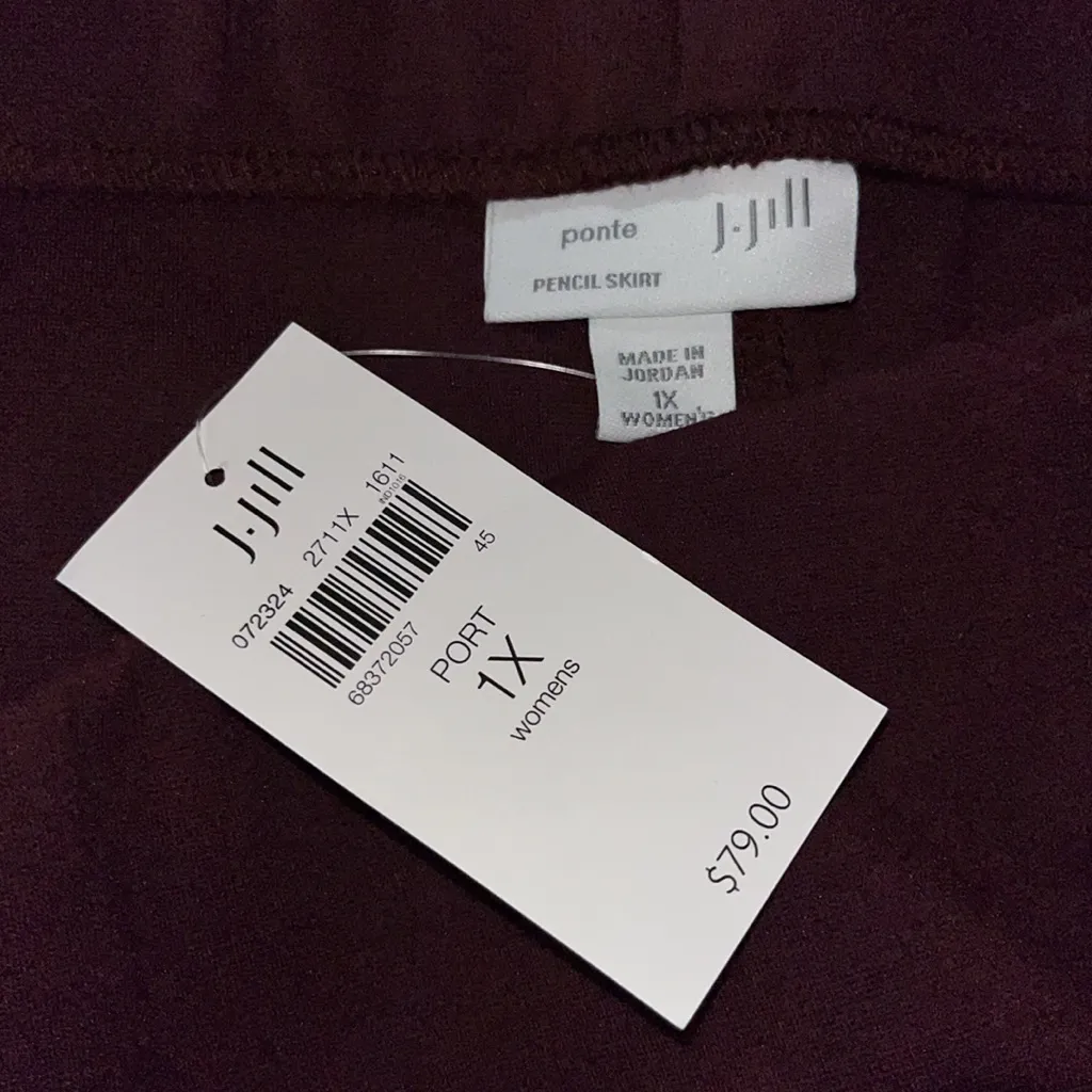 J. Jill Women’s NWT Size 1X Port Purple Ponte Knit Straight Pencil Skirt - Image 3