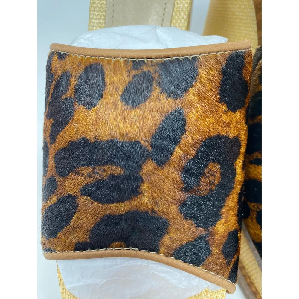 Schutz Dalle Platform Wedge Sandals 9 Wild Leopard Print Open Toe Slip On Casual - Image 10