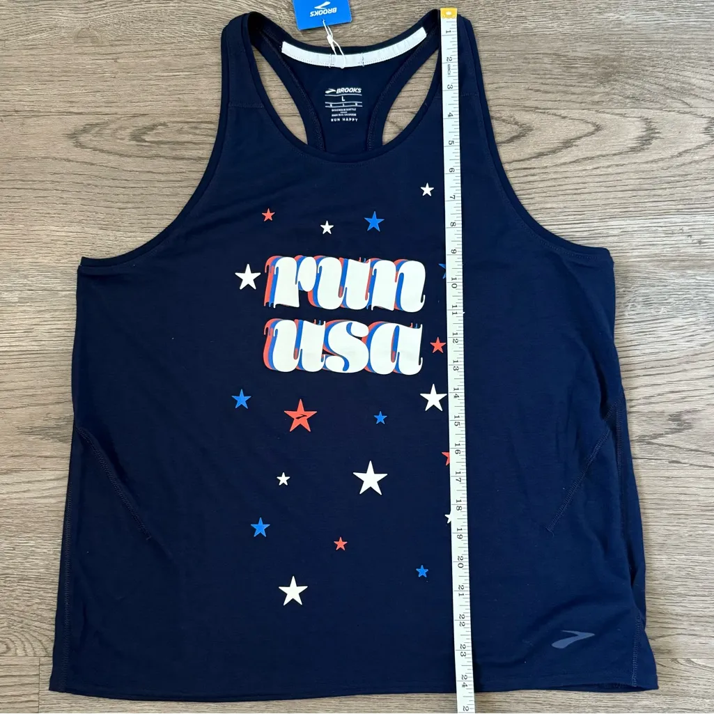 Brooks Women's Run USA Distance Tank 3.0 - Size L‎ - Navy Blue - NWT - Image 8