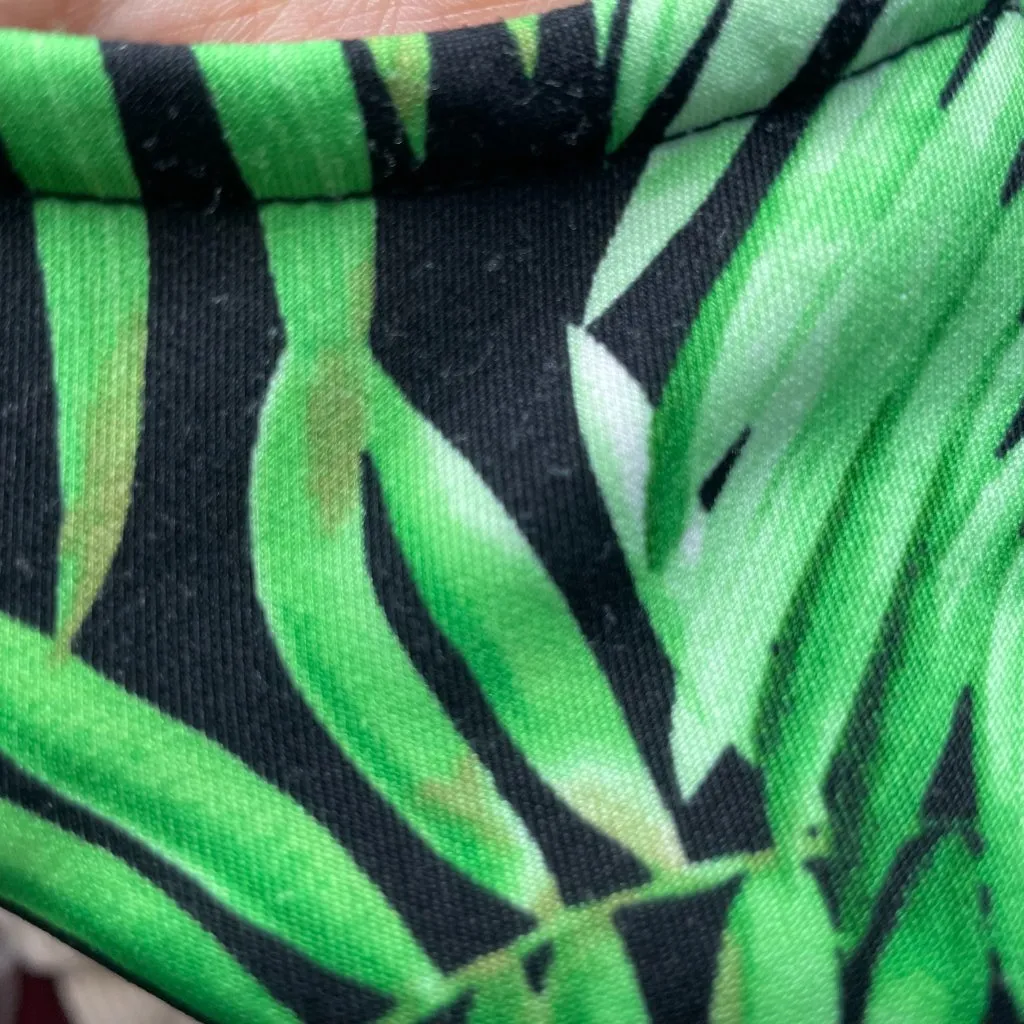 Forever 21 Tropical Dress Bodycon Green Black Palm‎ Leaves Short Sleeves Medium - Image 8