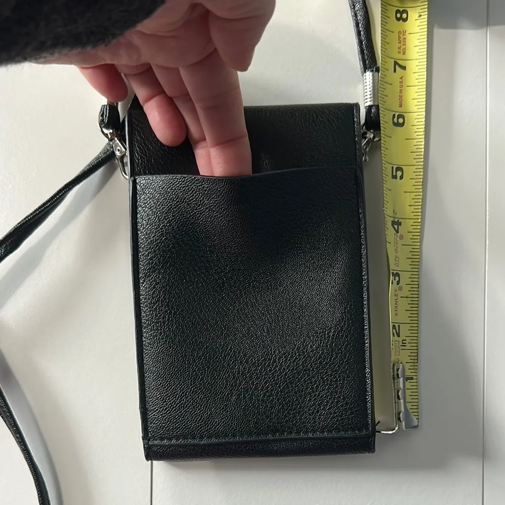 Black Mini Bag/ phone holder with Flap Closure and Crossbody Strap - Image 2
