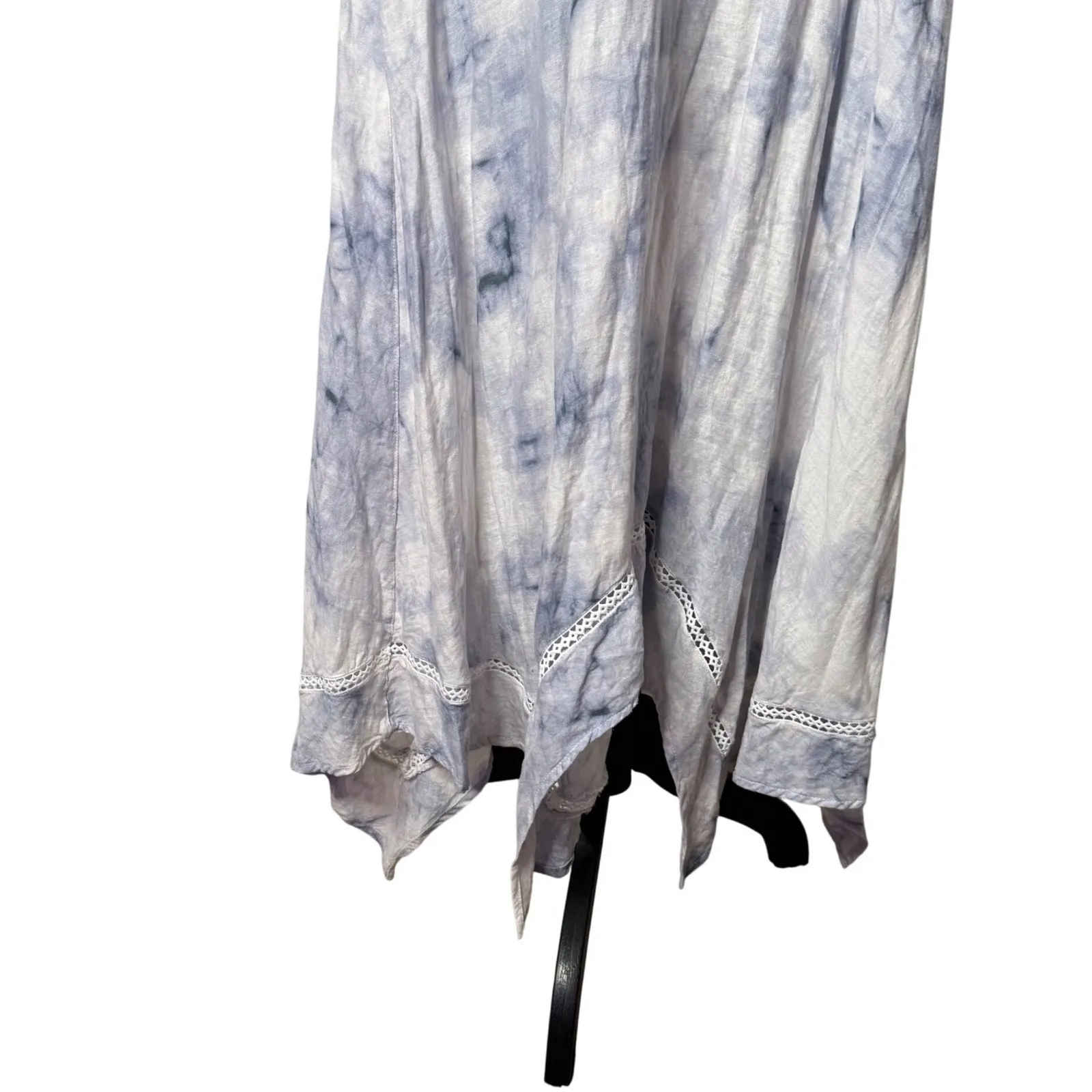 Rachel Zoe Tie Dye Linen BOHO Maxi Dress Handkerchief Hem Cover Up Size L - Image 9