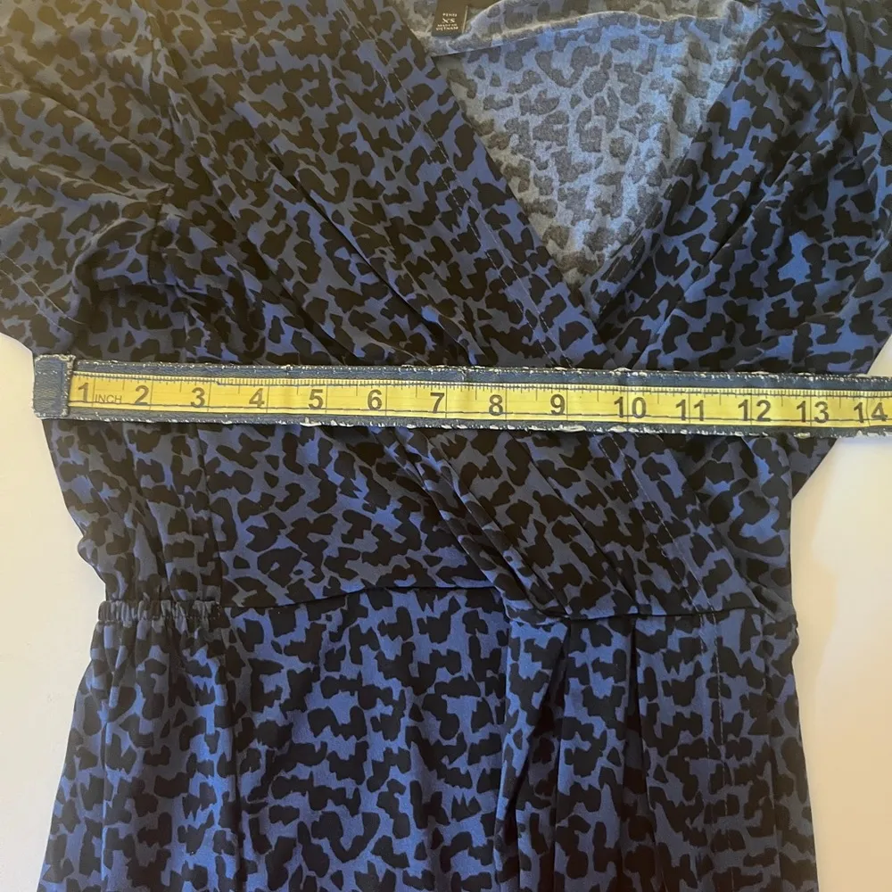 Banana Republic Pleated Blue Leopard Animal Print Dress XS (2) - Image 7