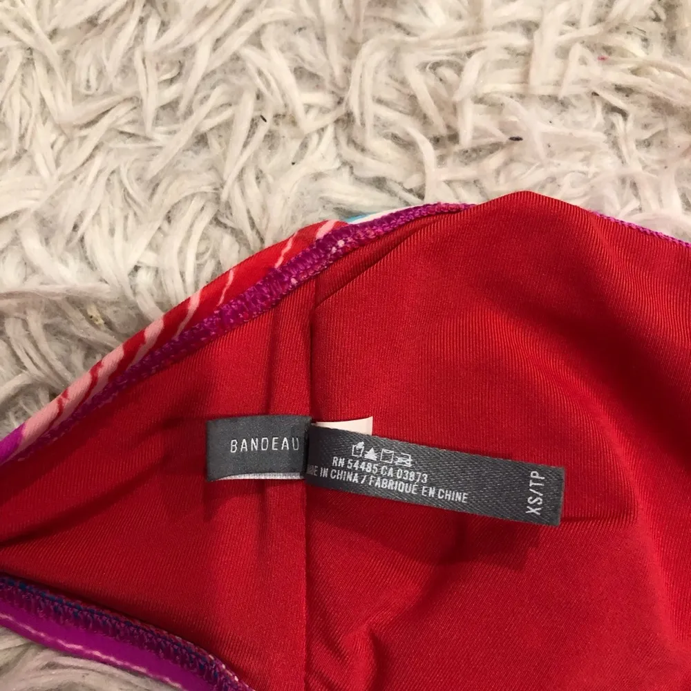 Aerie Striped Strapless Bandeau O Ring Bikini Top Pink Size XS - Image 3