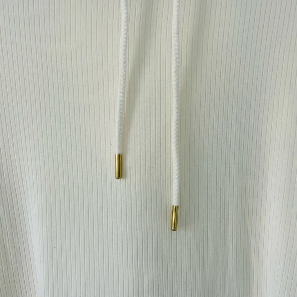 Fabletics Cream Hooded Oversized Ribbed Light Weight Oversized Pullover S - Image 6