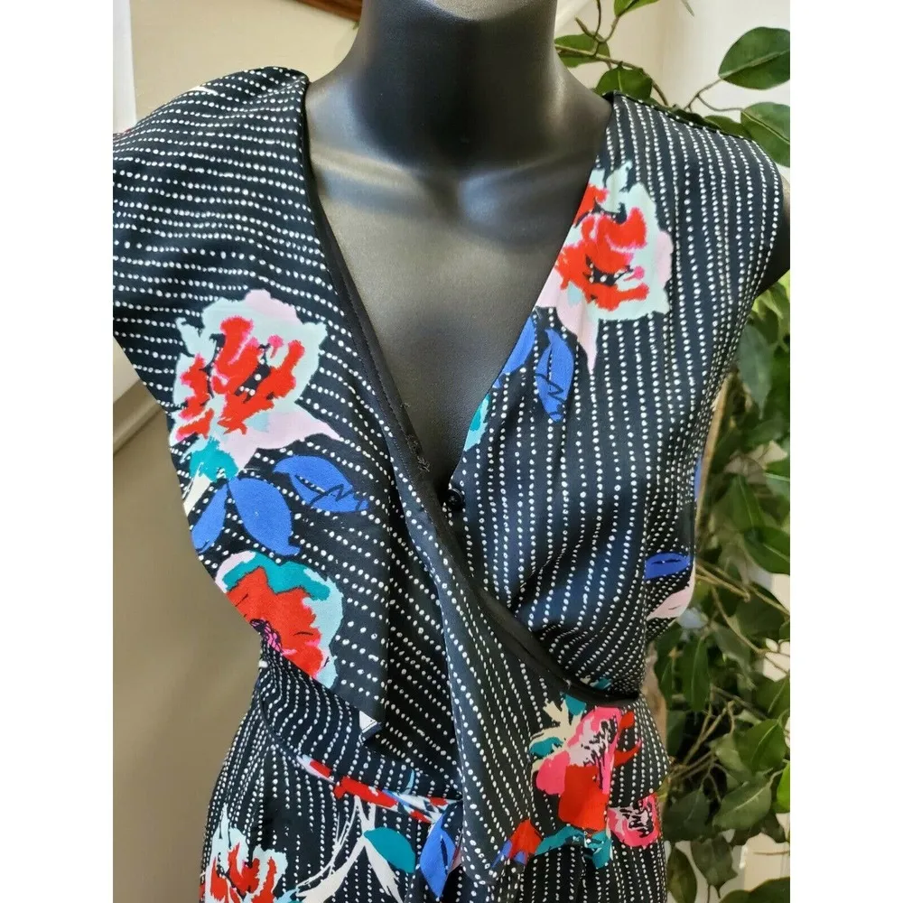 APT.9 Women's Black Floral Polyester Sleeveless V-Neck Casual Jumpsuits Size 16 - Image 6