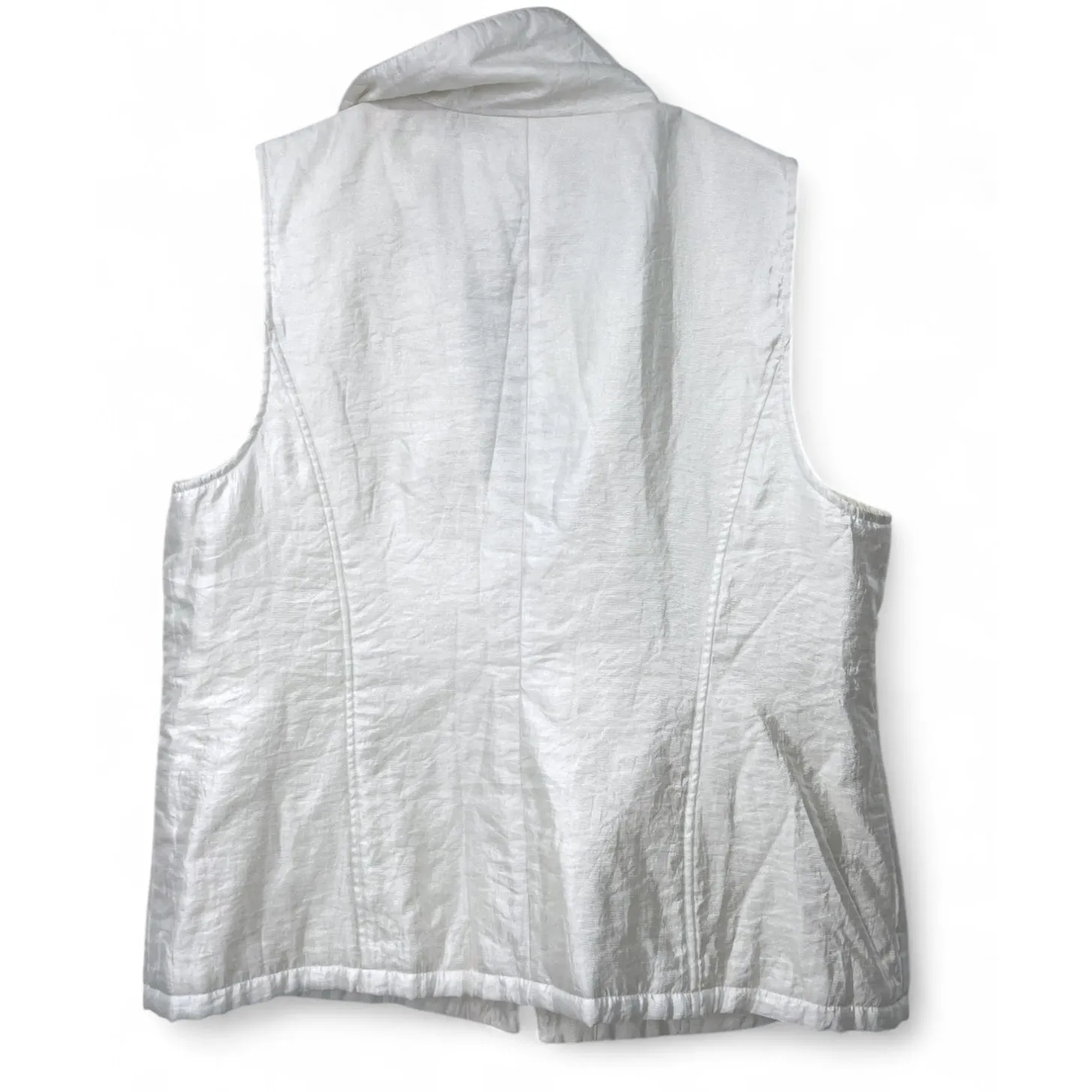 CHICO'S | 3 / L | Vest Full Zip Satin Sleeveless Top Layer Women's Jacket White - Image 3