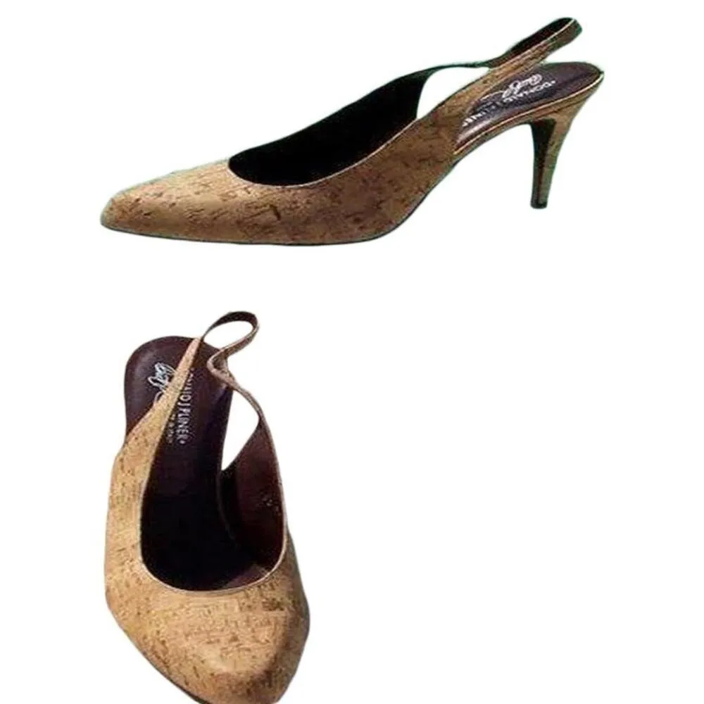 Donald Pliner Couture Natural Cork Leather Pump Shoe New Slingback NWT $265 Size 6 - Image 2