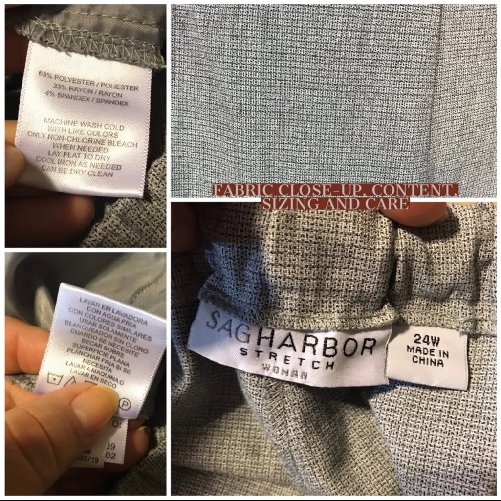 SAG HARBOR STRETCH WOMAN GRAY GRID PATTERN CROPPED PANTS (24W) - Image 12