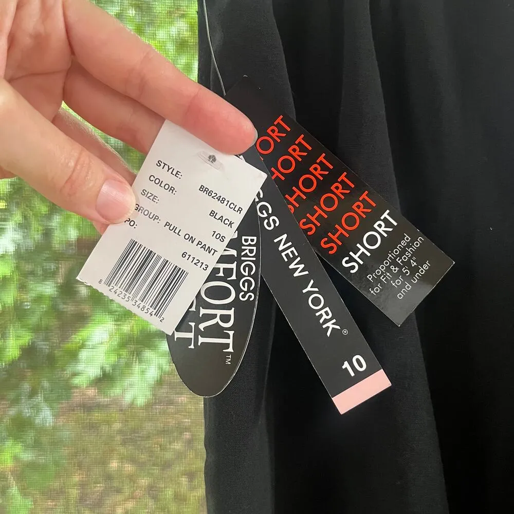 Briggs New York Women's Black Cropped Pull On Pants Size 10S. NEW - Image 6