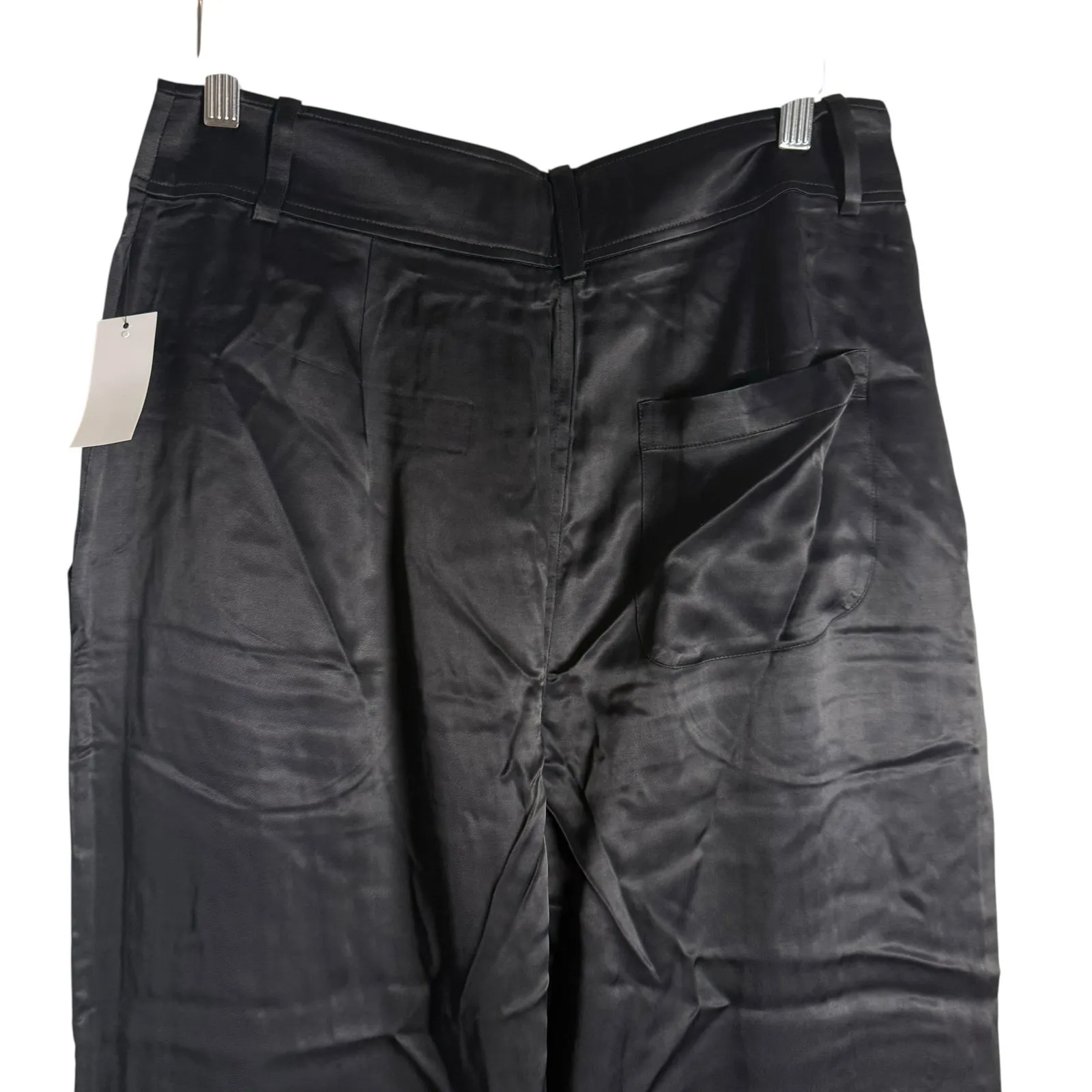 Equipment Ines Black Satin Wide Leg Cargo Pocket Trouser Pants Size 10 - Image 9