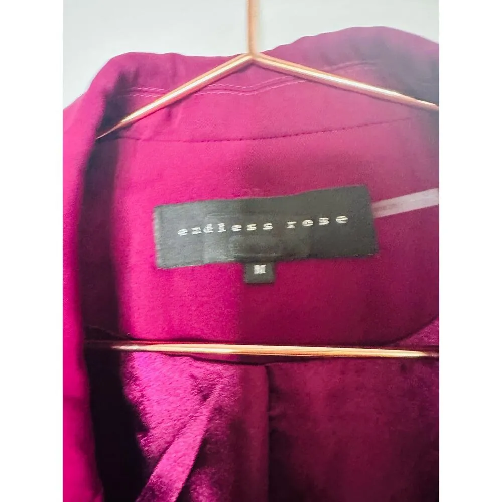 ENDLESS ROSE Purple Crepe Front Button Closure Jacket Blazer Size Medium - Image 7